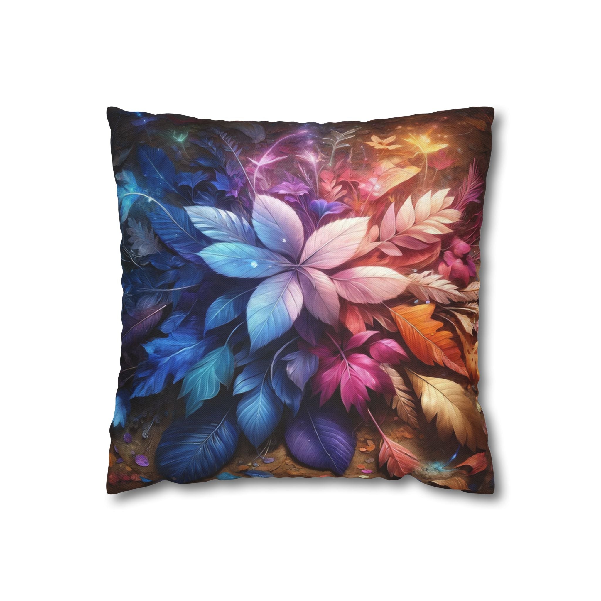 Pastel coloured magical Leaves - Polyester Square Pillowcase