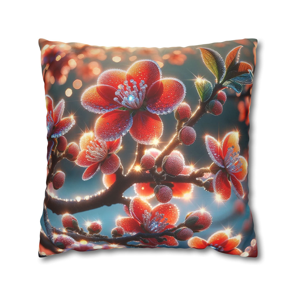 Red diamond flowers (in sun rise) - Suede Square Pillowcase