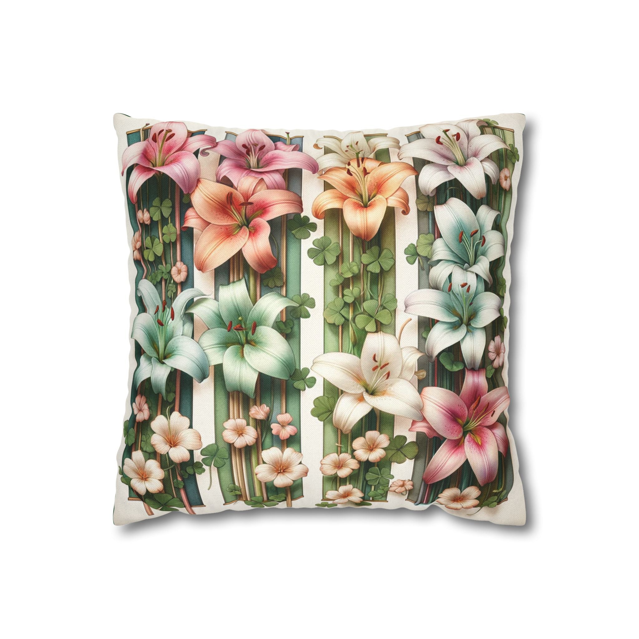 Lilies with little leaves - Polyester Square Pillowcase