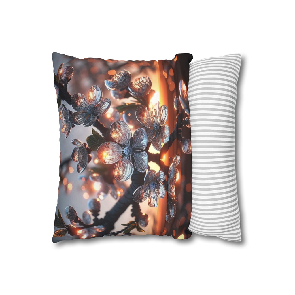 White, diamond flowers (in the evening) - Suede Square Pillowcase