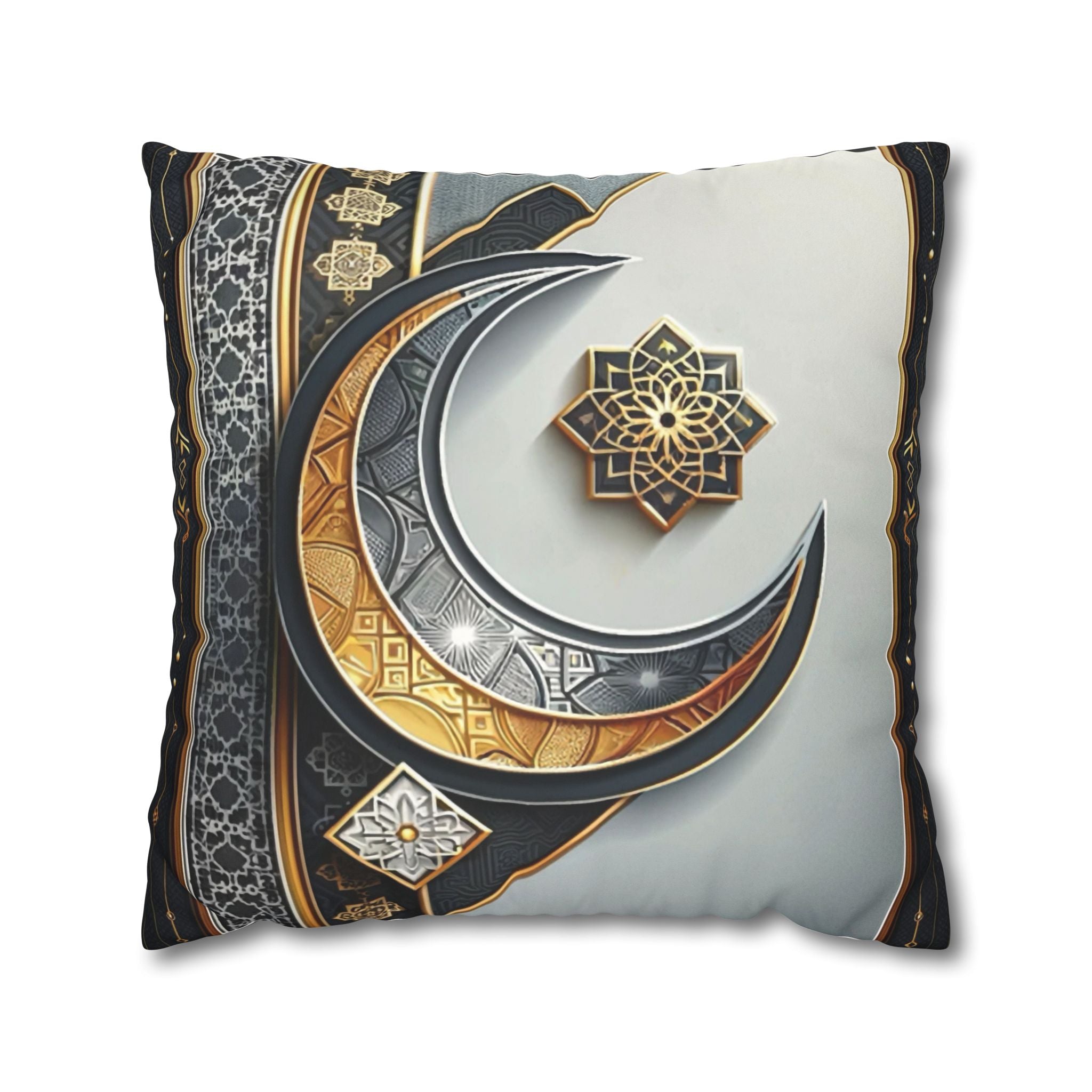 Islamic Art (gold & silver moon)) - Suede Square Pillowcase