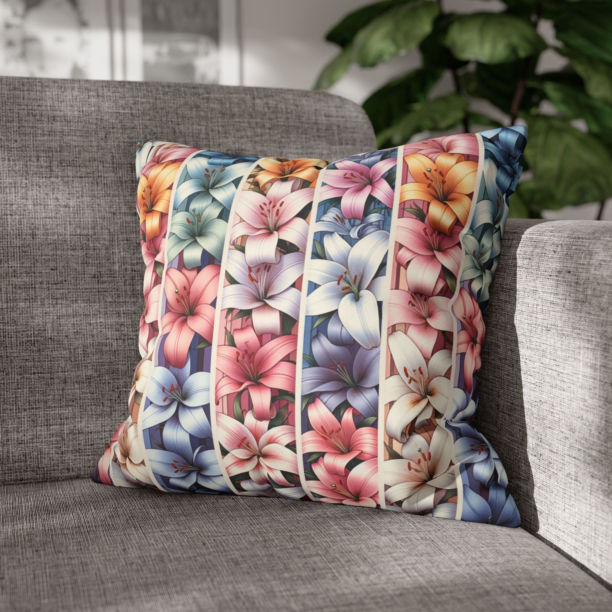 Lilies (in lines)- Suede Square Pillowcase