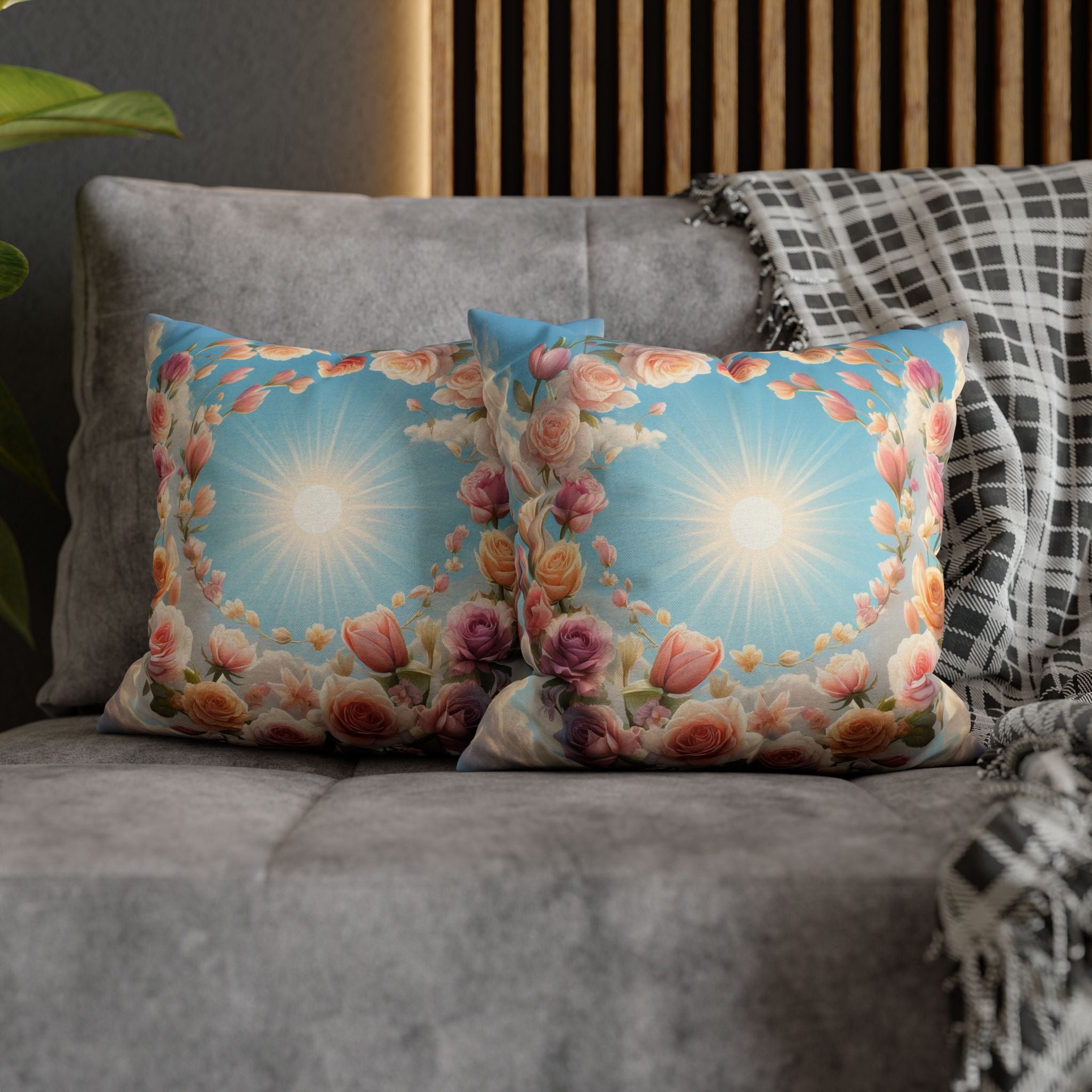 Roses in a circle - Polyester Square Pillowcase