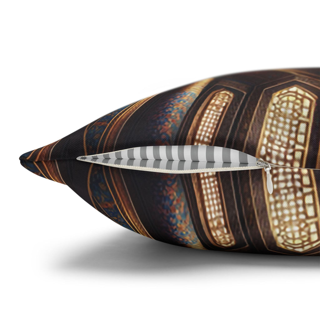 Persian art, brown-blue - Polyester Square Pillowcase