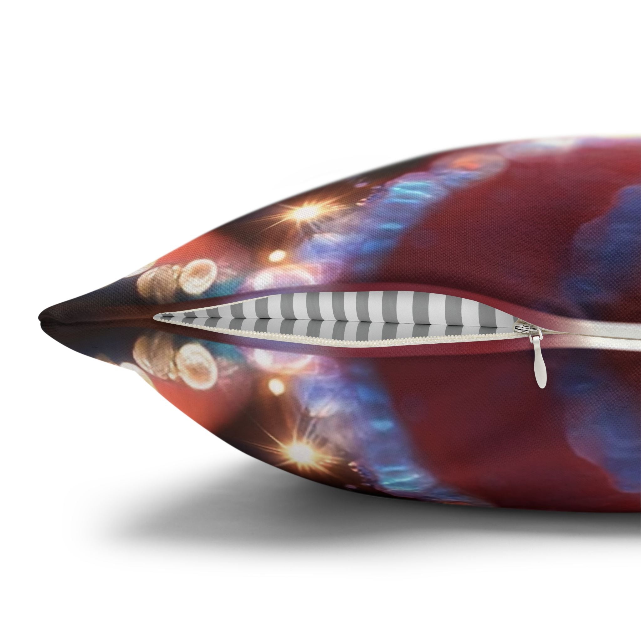 Red flowers with grey background - Polyester Square Pillowcase