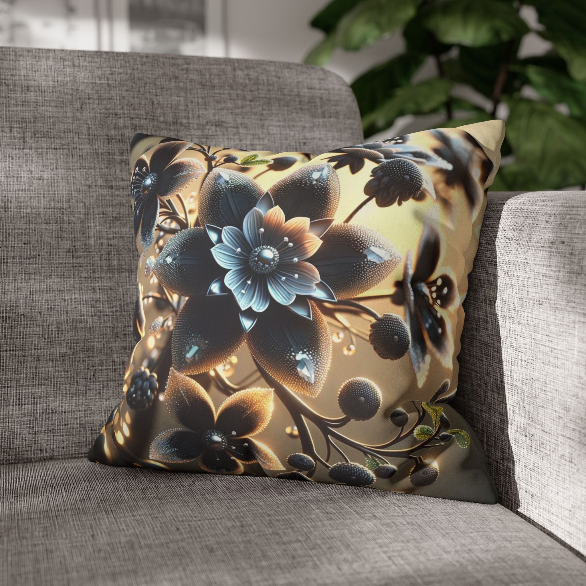 A large black flower - Suede Square Pillowcase