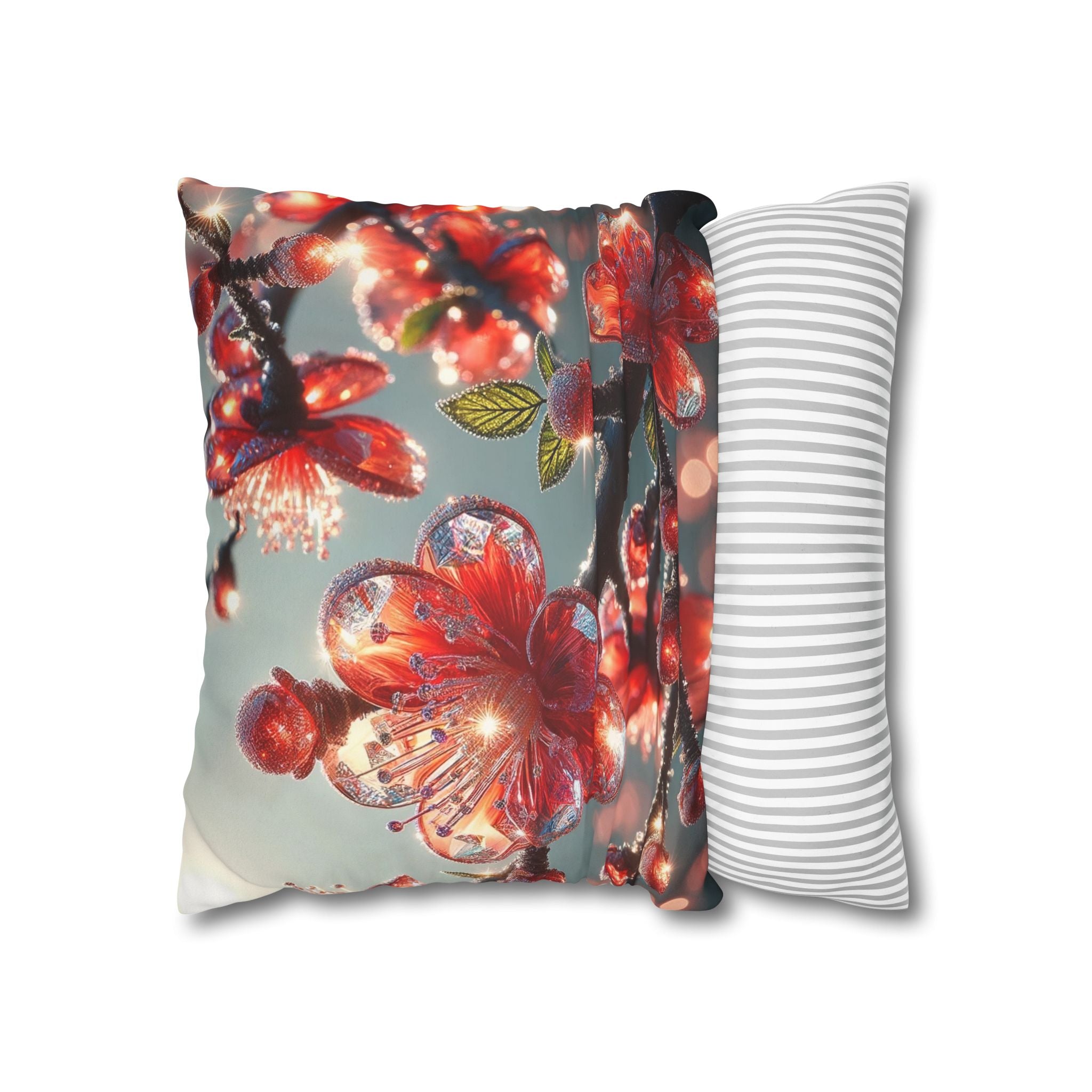 Red diamond flowers (at sunrise) - Suede Square Pillowcase