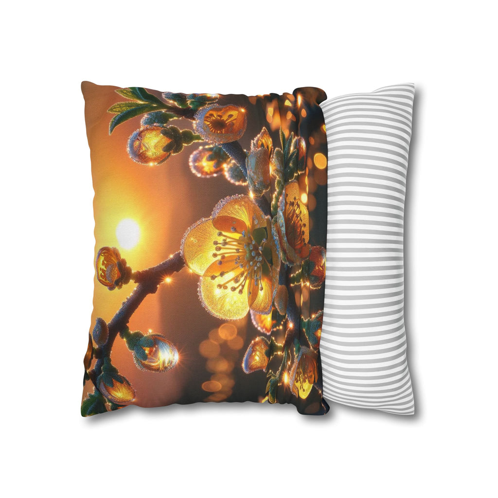 Yellow diamond-like flowers - Polyester Square Pillowcase
