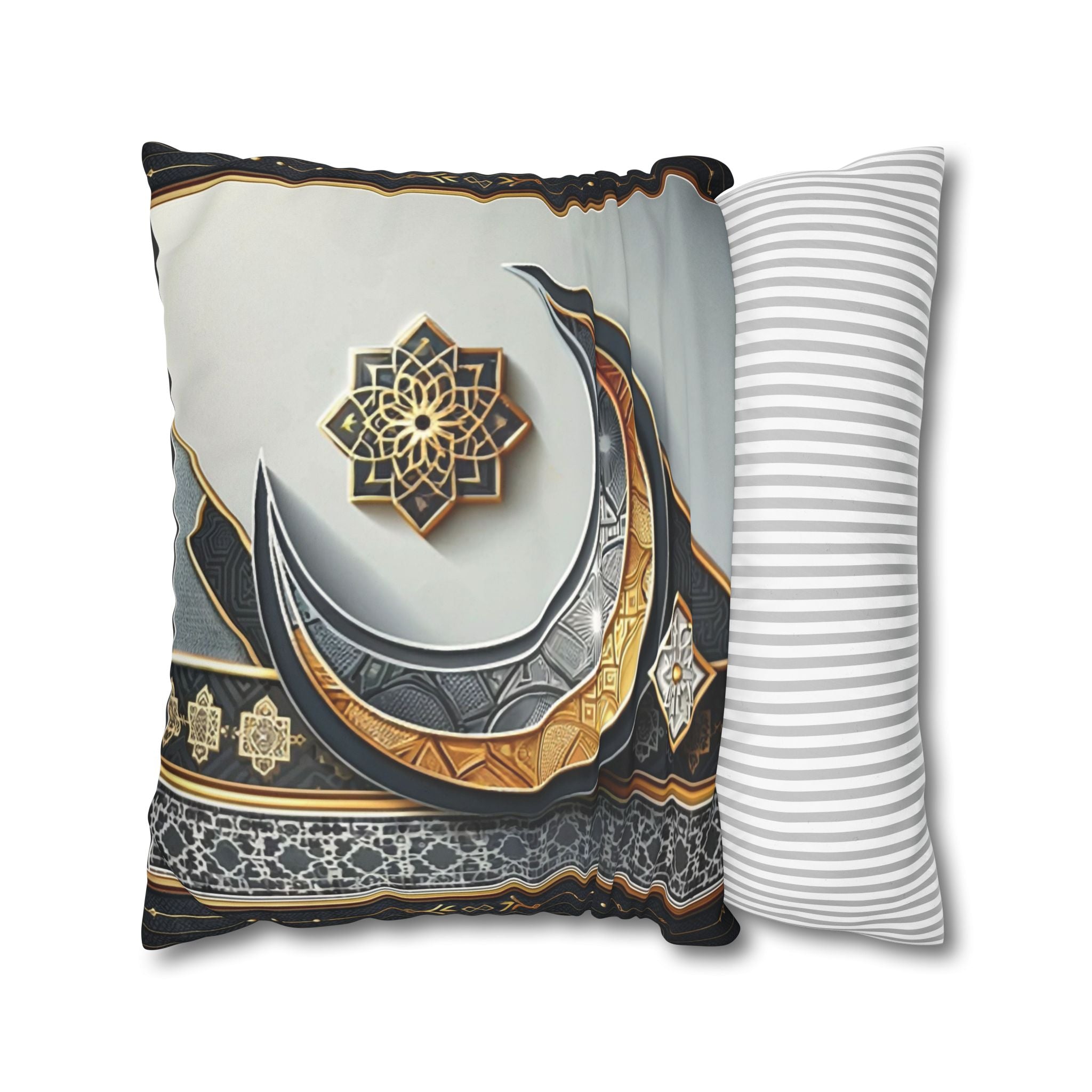 Islamic Art (gold & silver moon)) - Suede Square Pillowcase