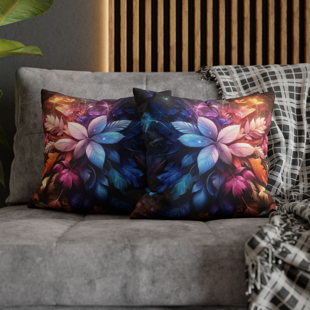 Pastel coloured magical Leaves - Polyester Square Pillowcase