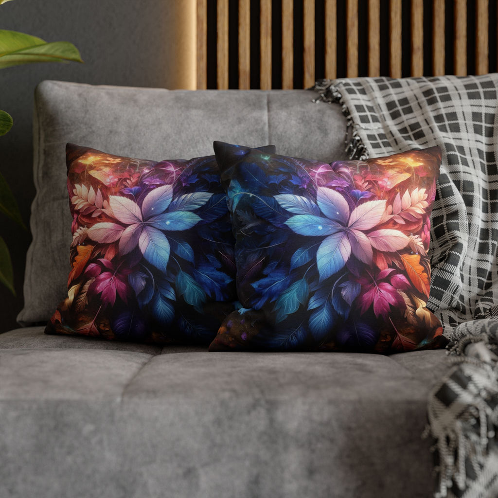 Pastel coloured magical Leaves - Polyester Square Pillowcase
