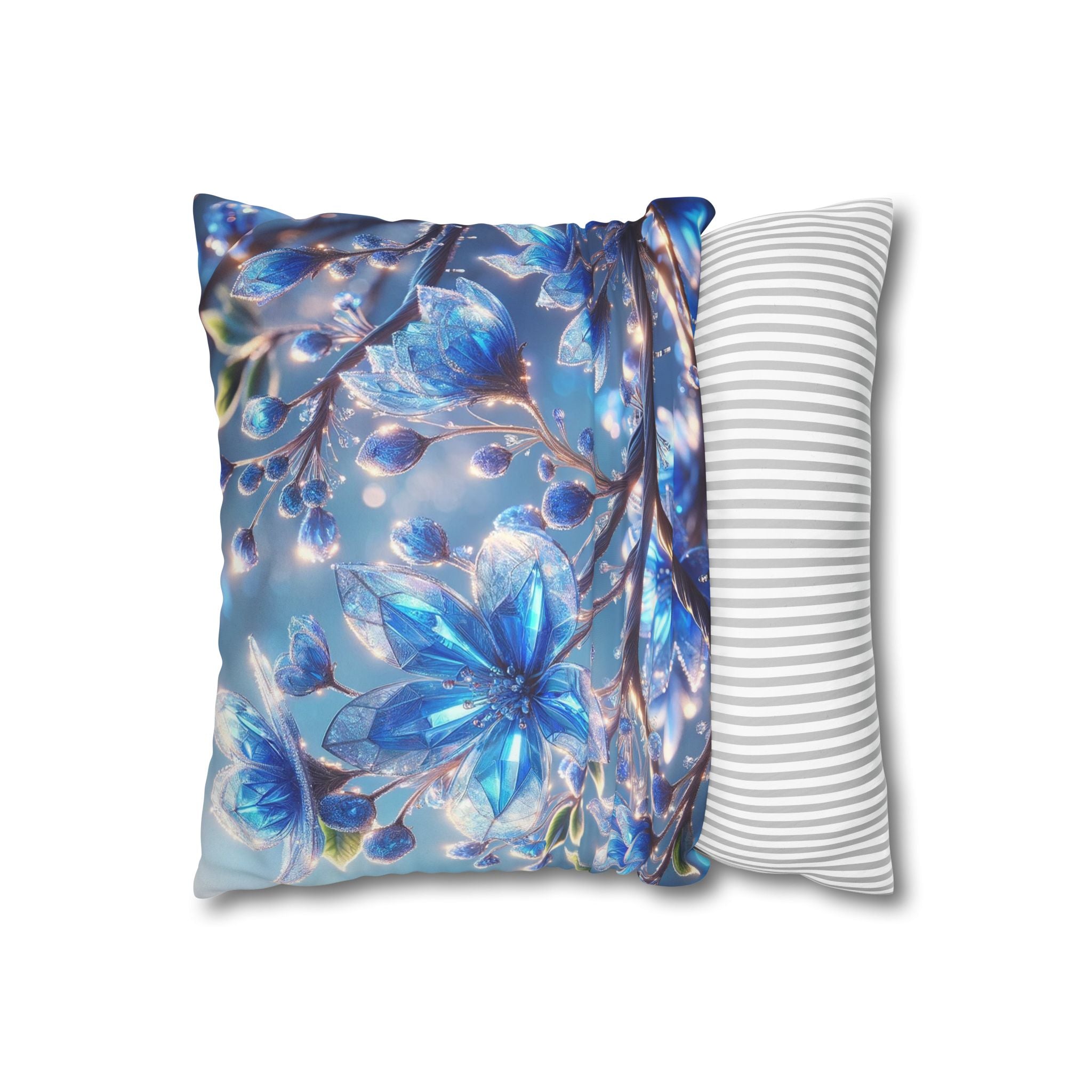 Blue, diamond flowers (with blue background) - Suede Square Pillowcase