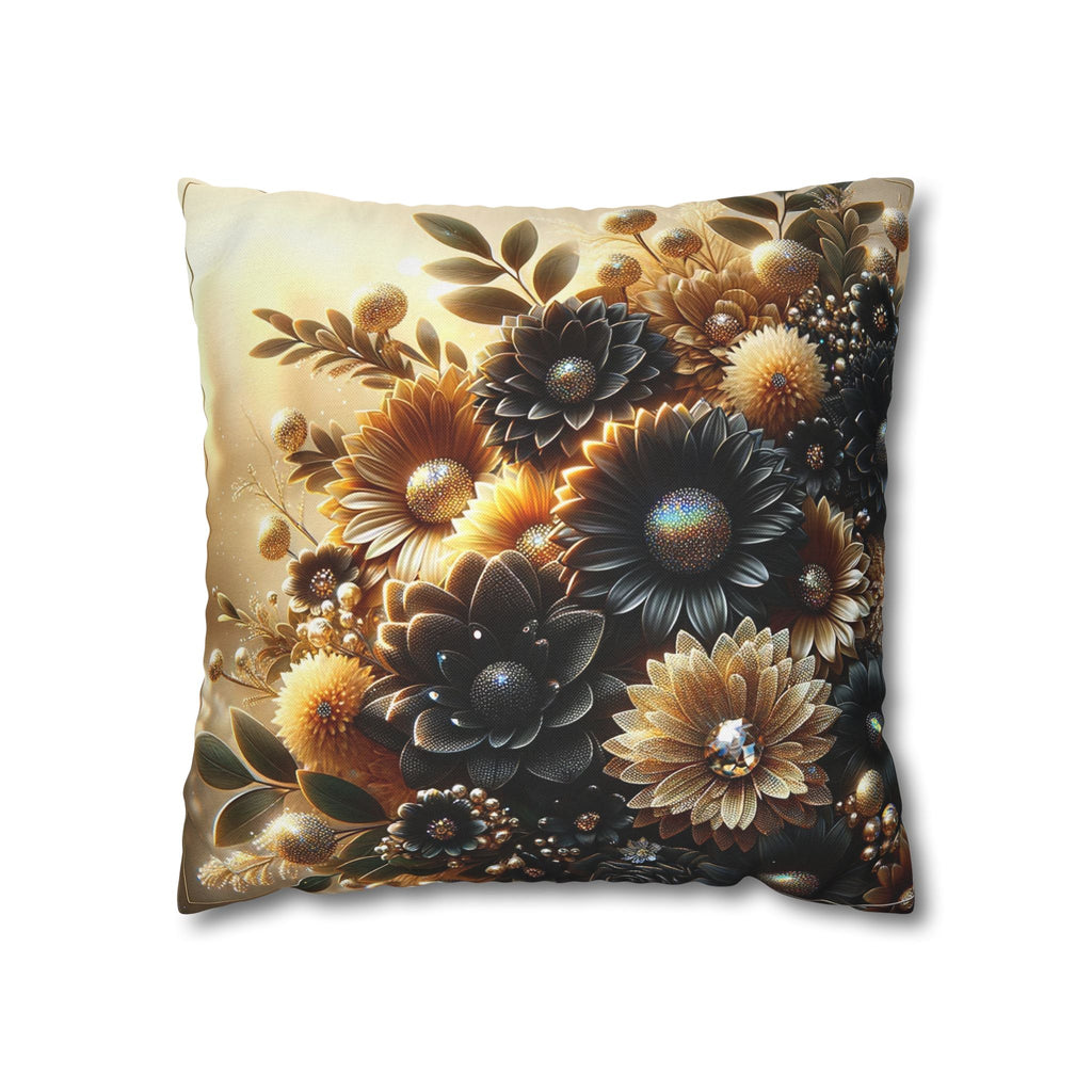 Black-golden Bouquet (2) - Polyester Square Pillowcase