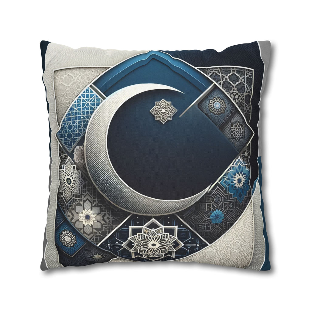 Islamic Art, Silver-blue - Polyester Square Pillowcase