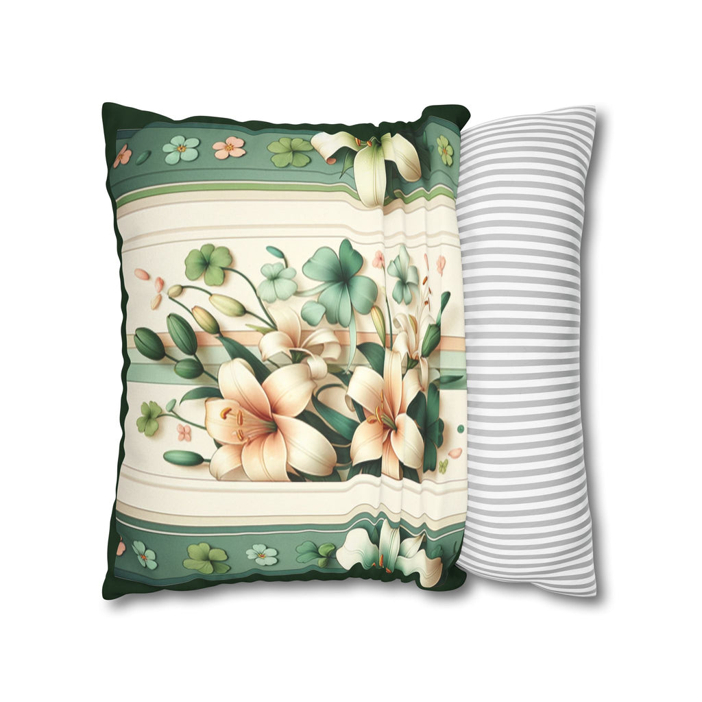 Green and white lilies - Suede Square Pillowcase