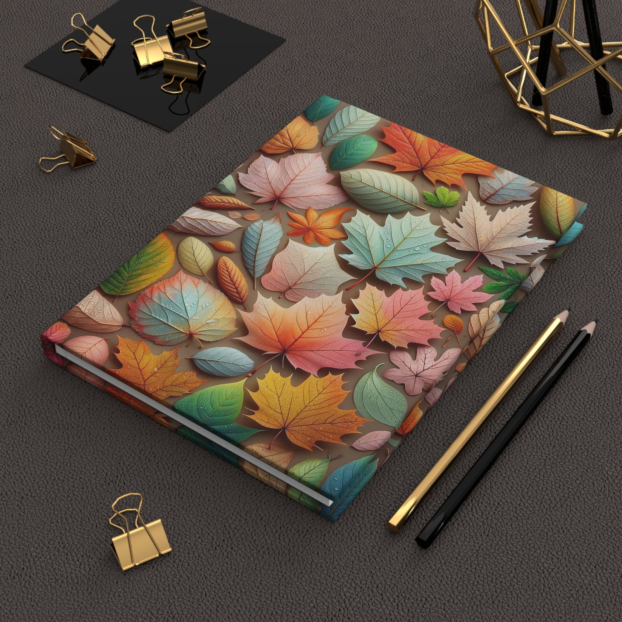 Pastel coloured leaves 2 - Hardcover Notebook