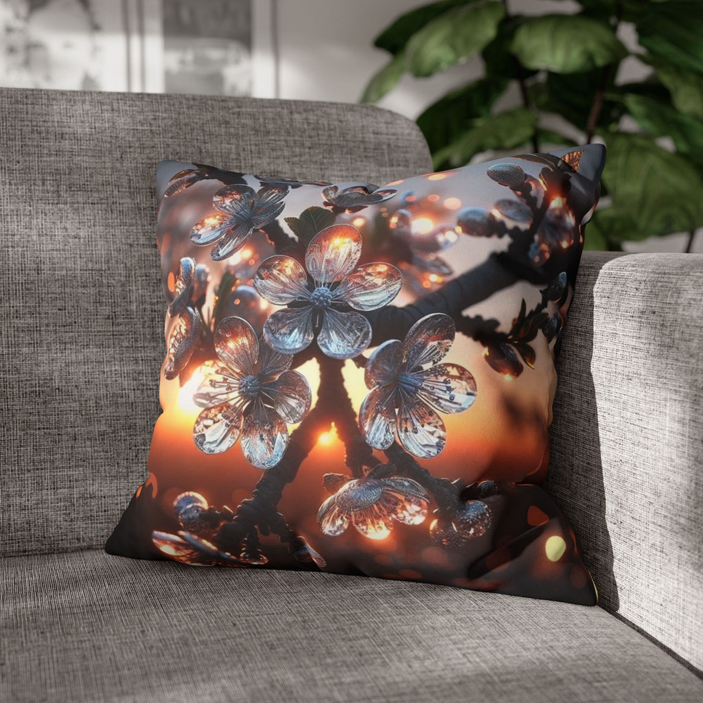 White, diamond flowers (in the evening) - Suede Square Pillowcase