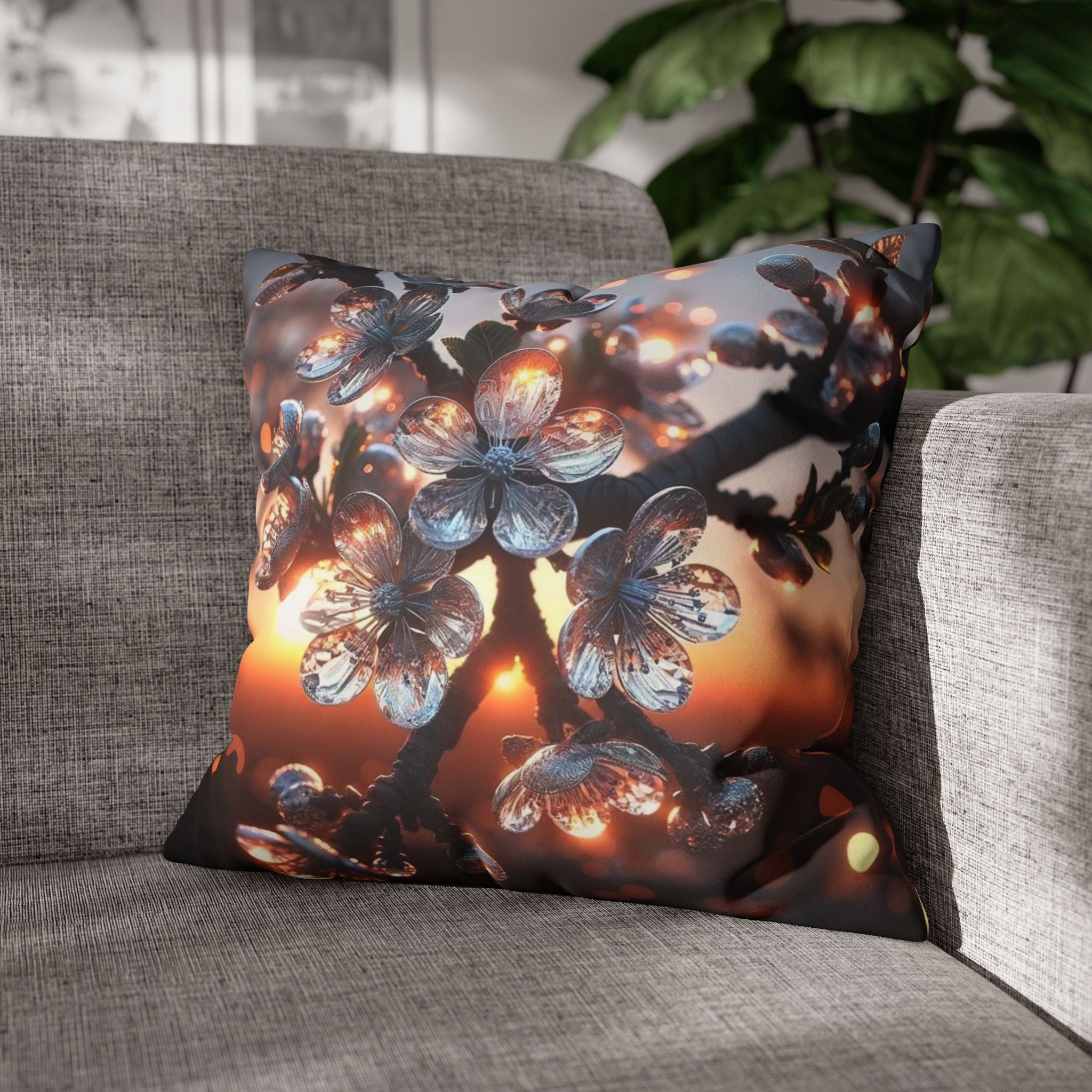 White, diamond flowers (in the evening) - Suede Square Pillowcase