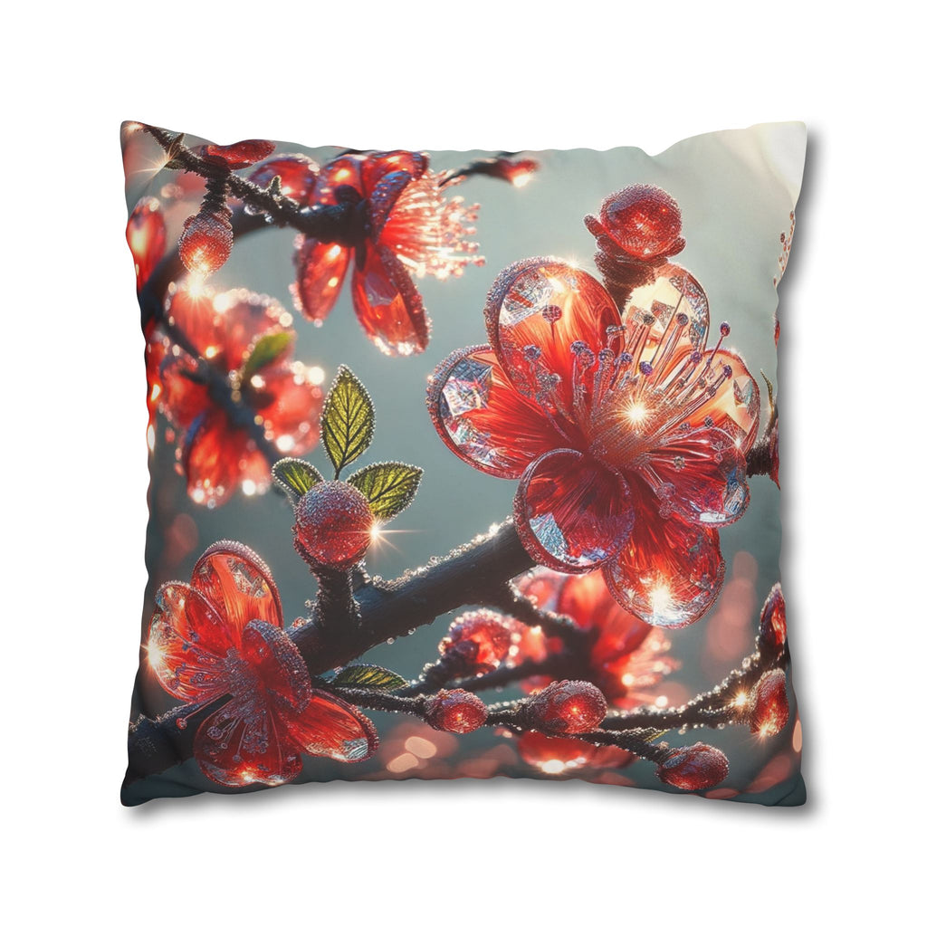 Red diamond flowers (at sunrise) - Suede Square Pillowcase