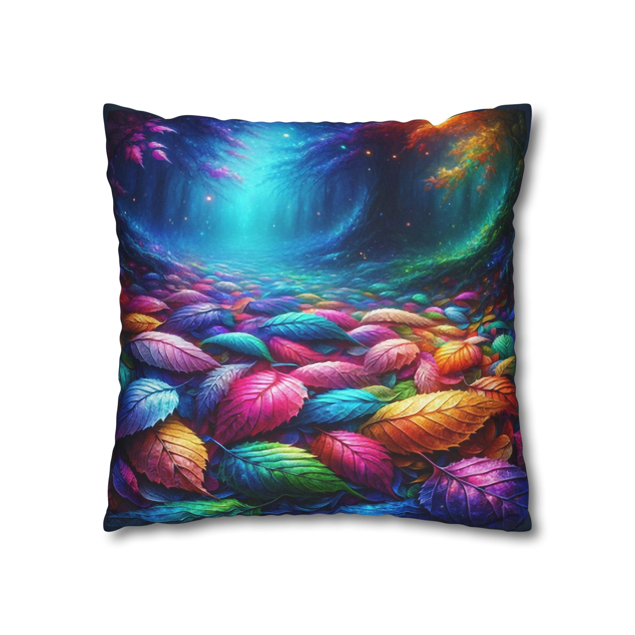 Magical Leaves in a forest-  Polyester Square Pillowcase
