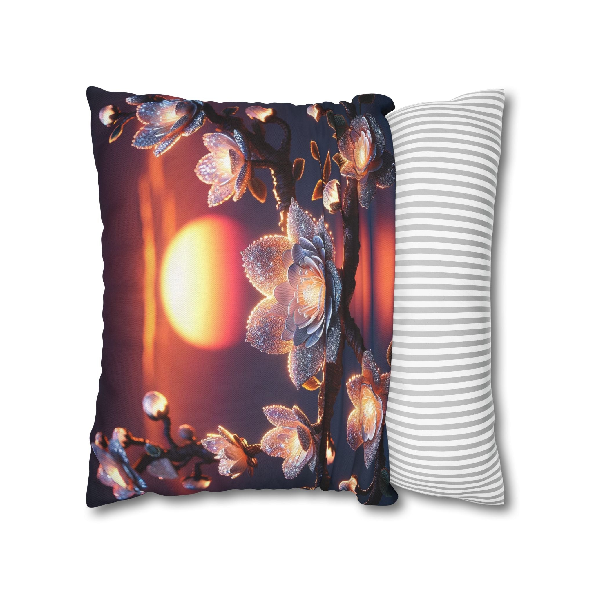 White flowers in the night - Polyester Square Pillowcase