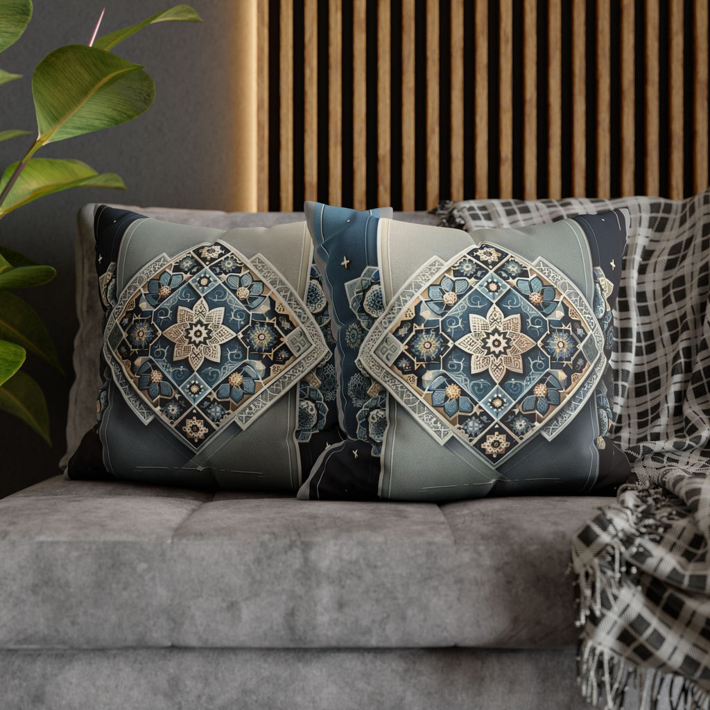 Islamic Art (blue-grey) - Suede Square Pillowcase