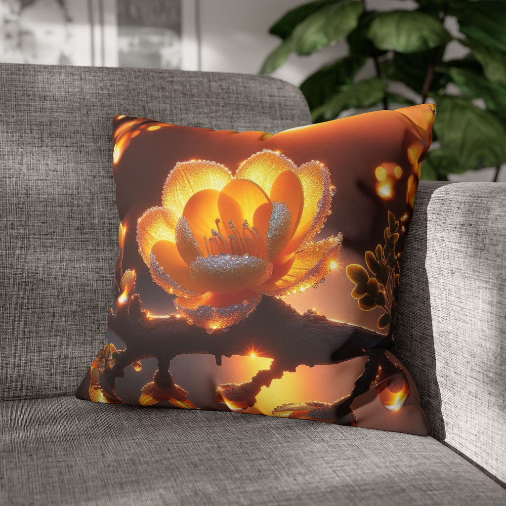 Yellow, diamond flowers (1) - Suede Square Pillowcase