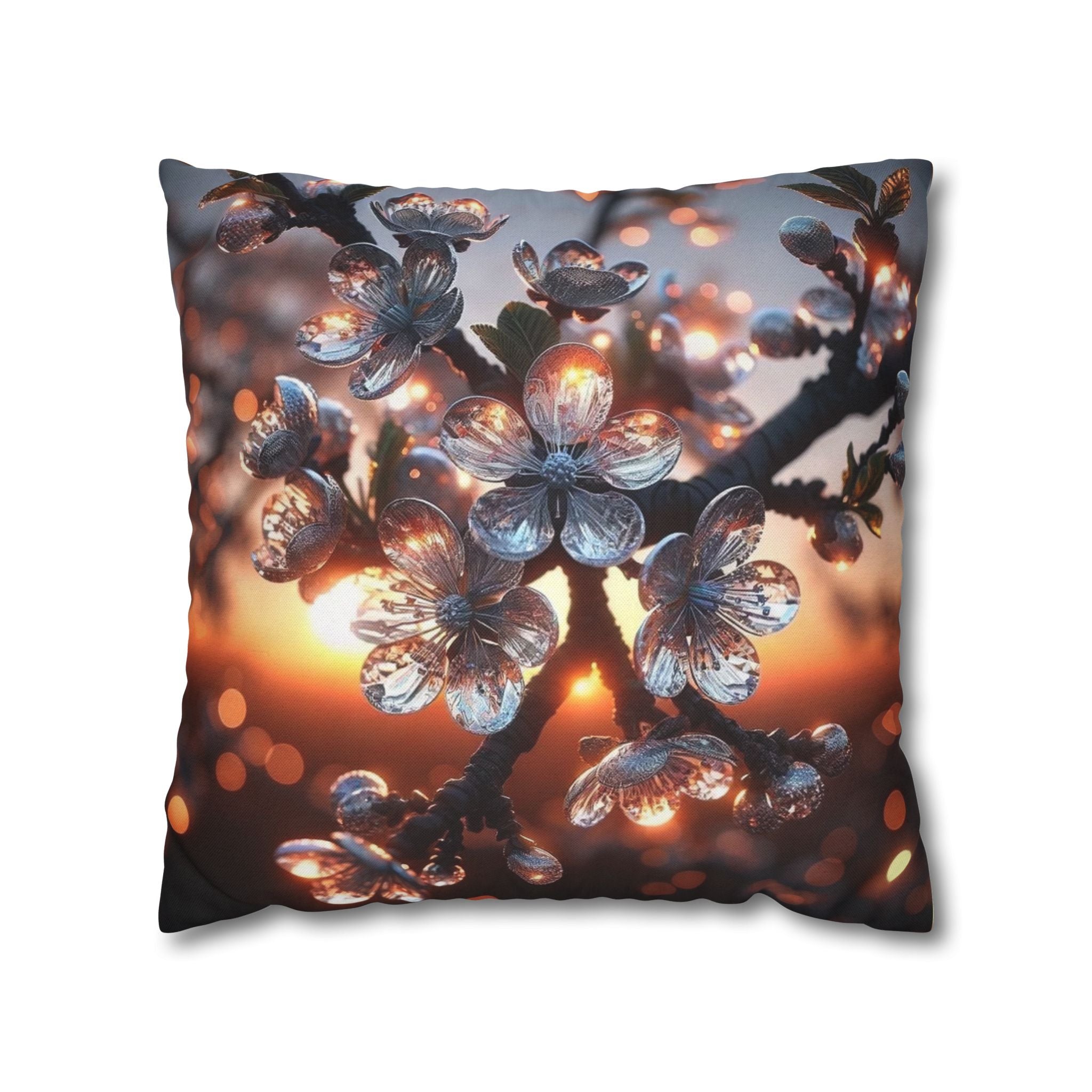 A branch full of white flowers - Polyester Square Pillowcase