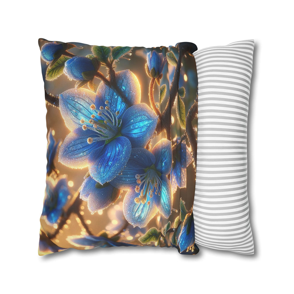 Large blue flowers  - Suede Square Pillowcase