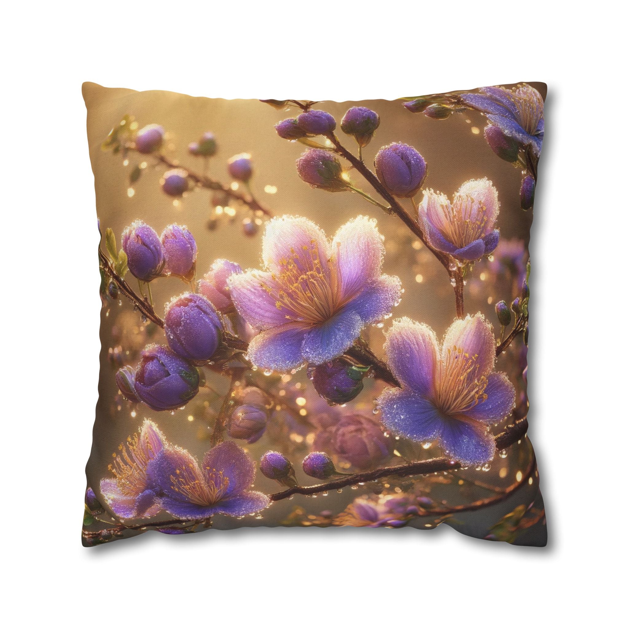 White-lavender flowers - Polyester Square Pillowcase