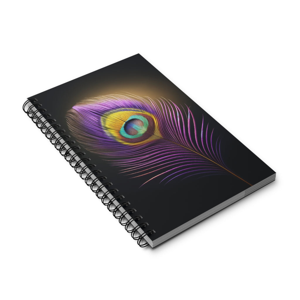 Fantasy Peacock Feather (Purple-Yellow) - Spiral Journal