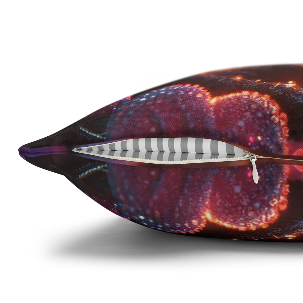 Multiple sized Pink flowers - Polyester Square Pillowcase