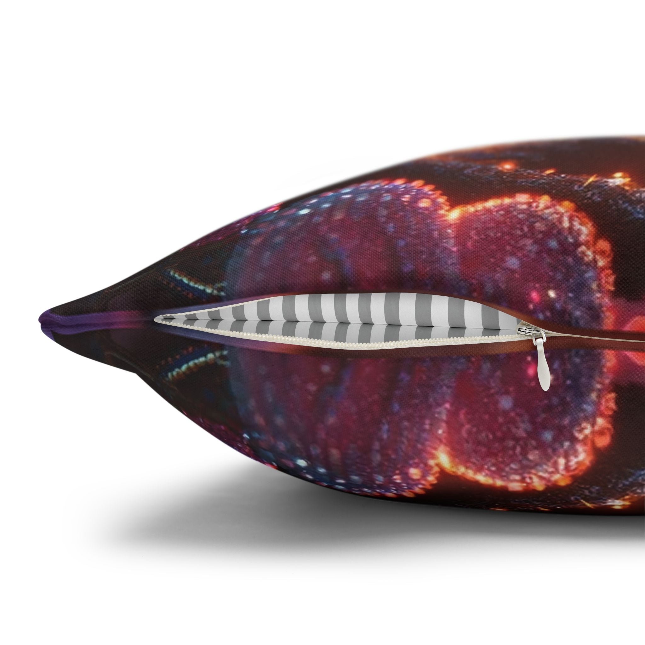 Multiple sized Pink flowers - Polyester Square Pillowcase