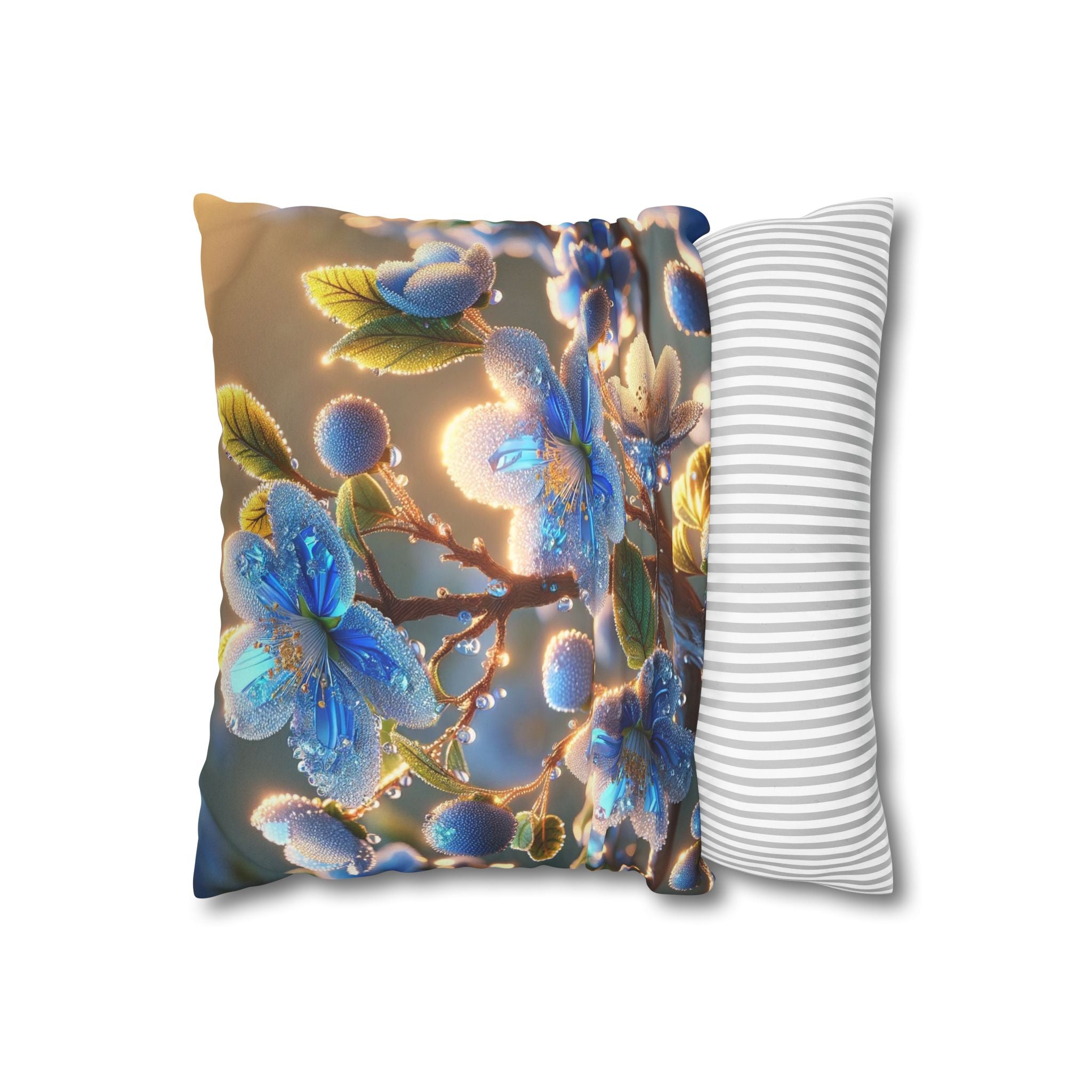 White-blue flowers - Suede Square Pillowcase