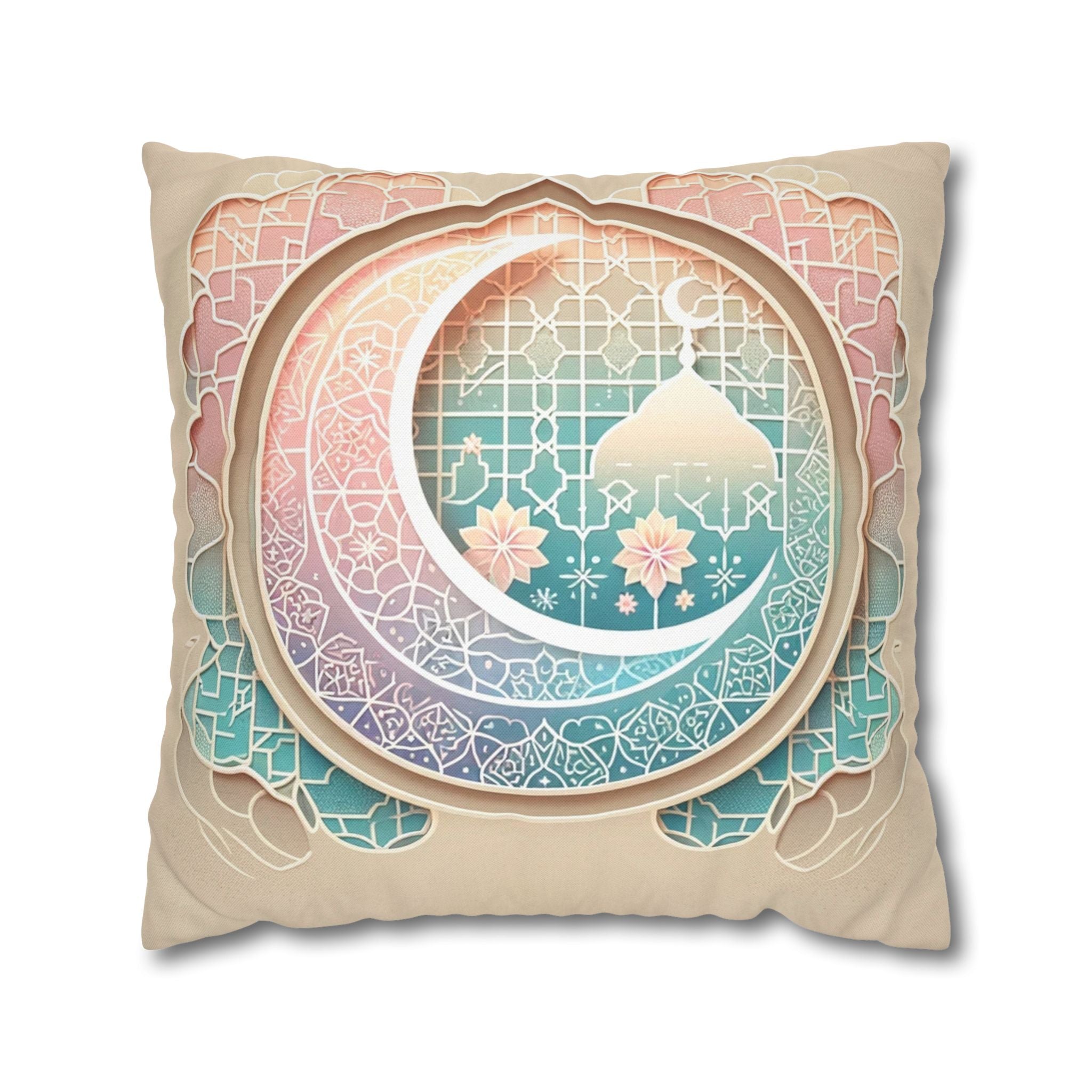 Islamic Art - peach coloured - Polyester Square Pillowcase