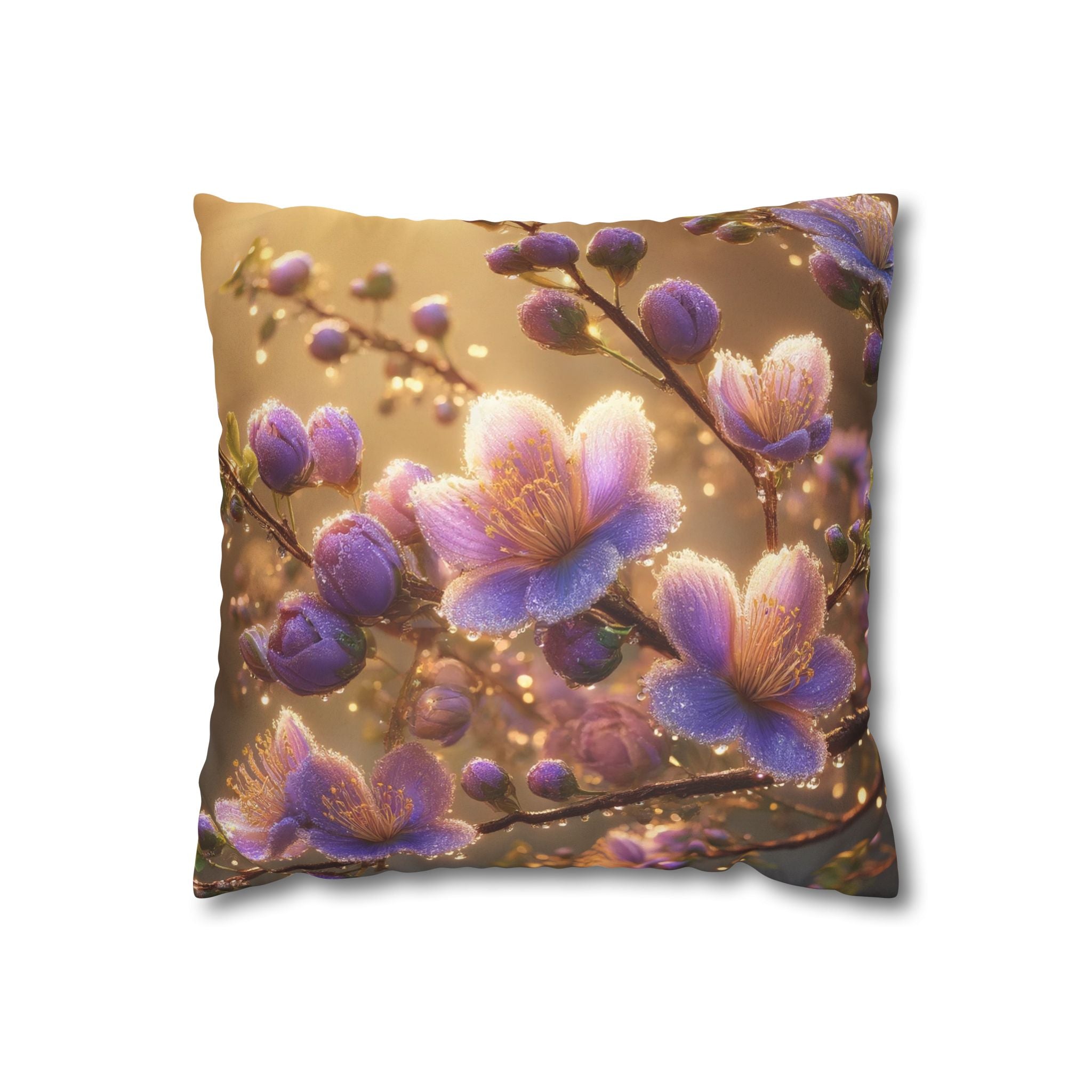 Purple and white flowers - Suede Square Pillowcase