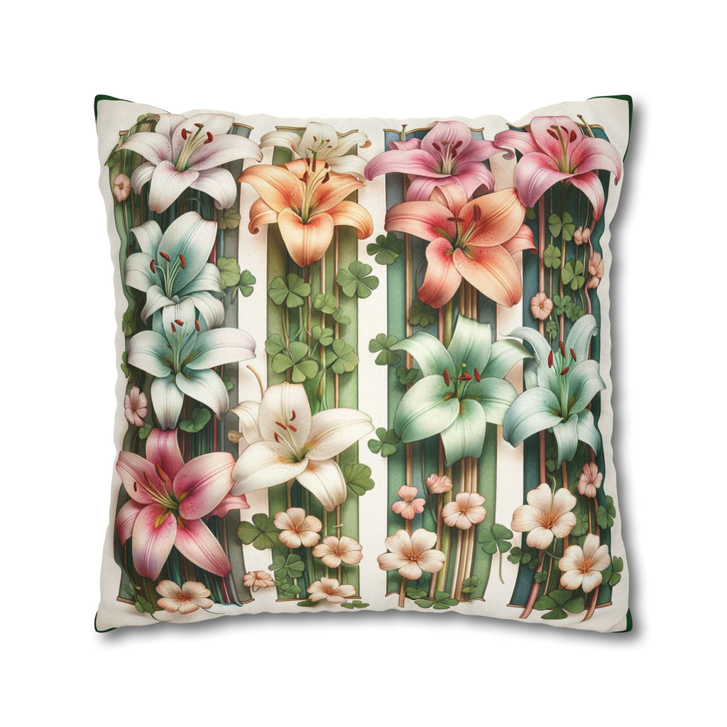 Lilies with little leaves - Polyester Square Pillowcase
