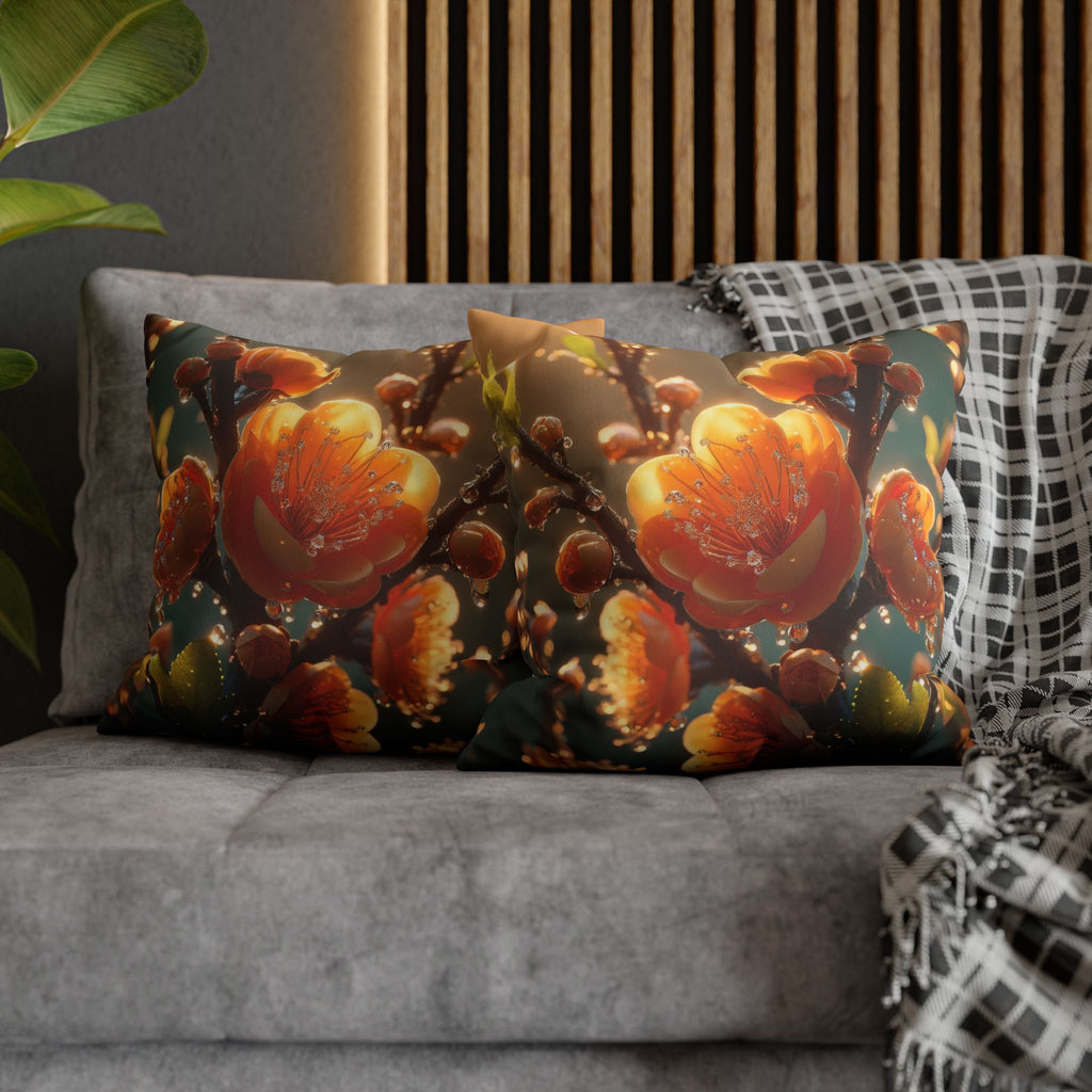 Orange coloured flowers  - Suede Square Pillowcase