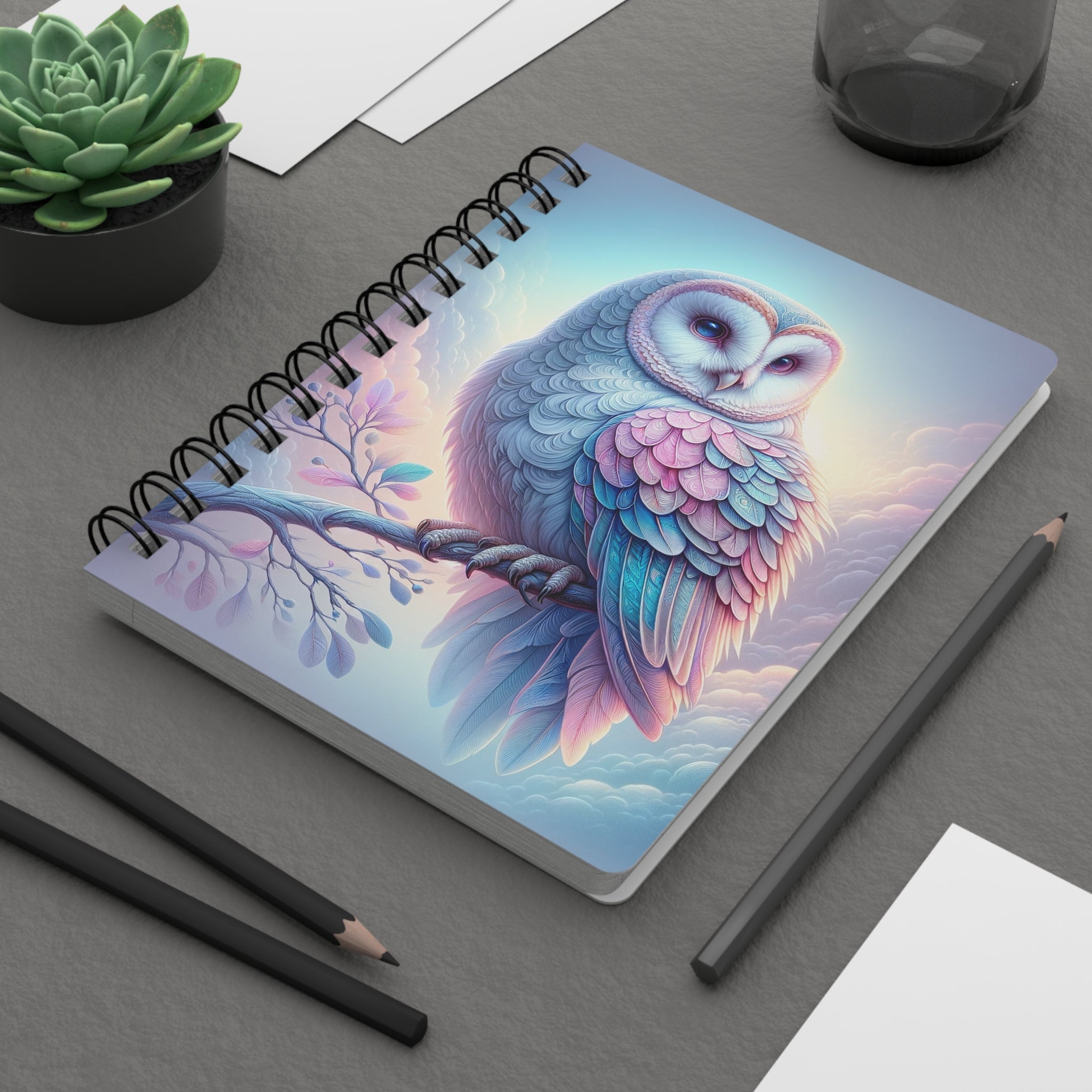 Pink Owl - Spiral Notebook