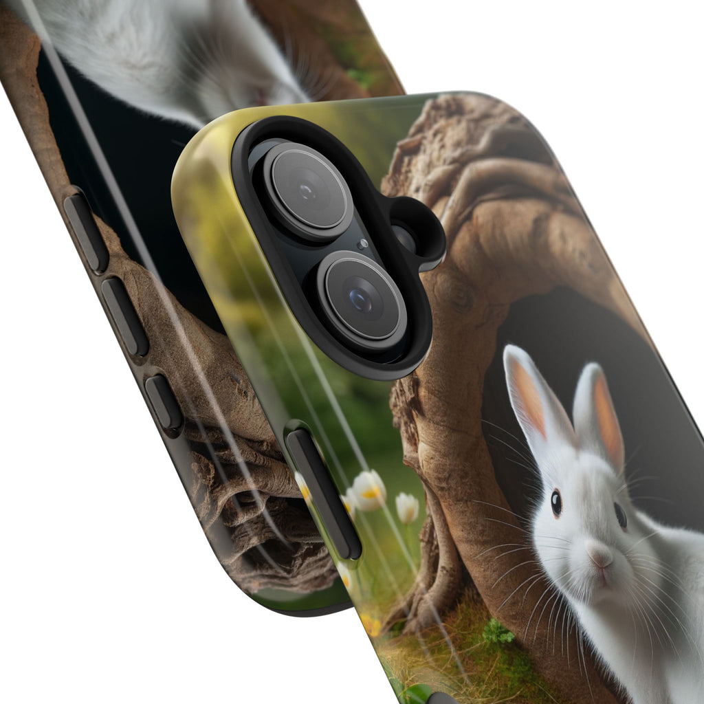 White curious rabbit - Tough Phone Case