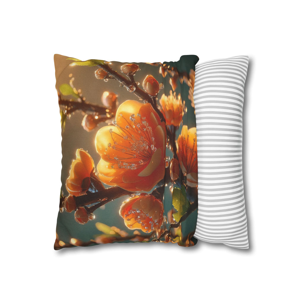 Orange-yellow diamond flowers - Polyester Square Pillowcase