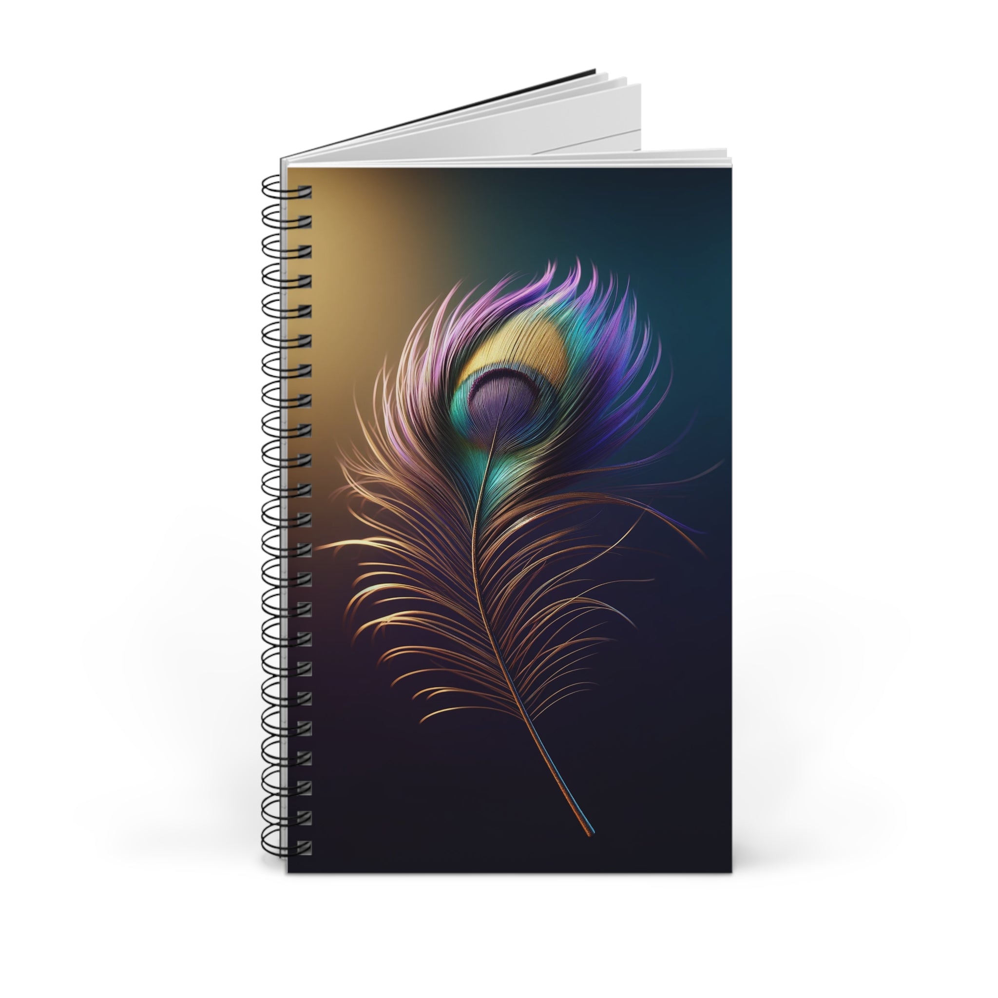Fantasy Peacock feather Purple-Yellow (2) - Spiral Journal