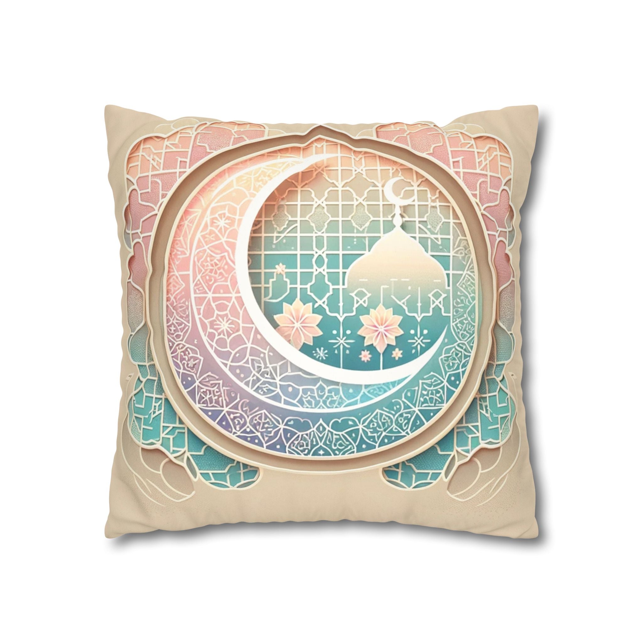 Islamic Art (pastel pink and green) - Suede Square Pillowcase