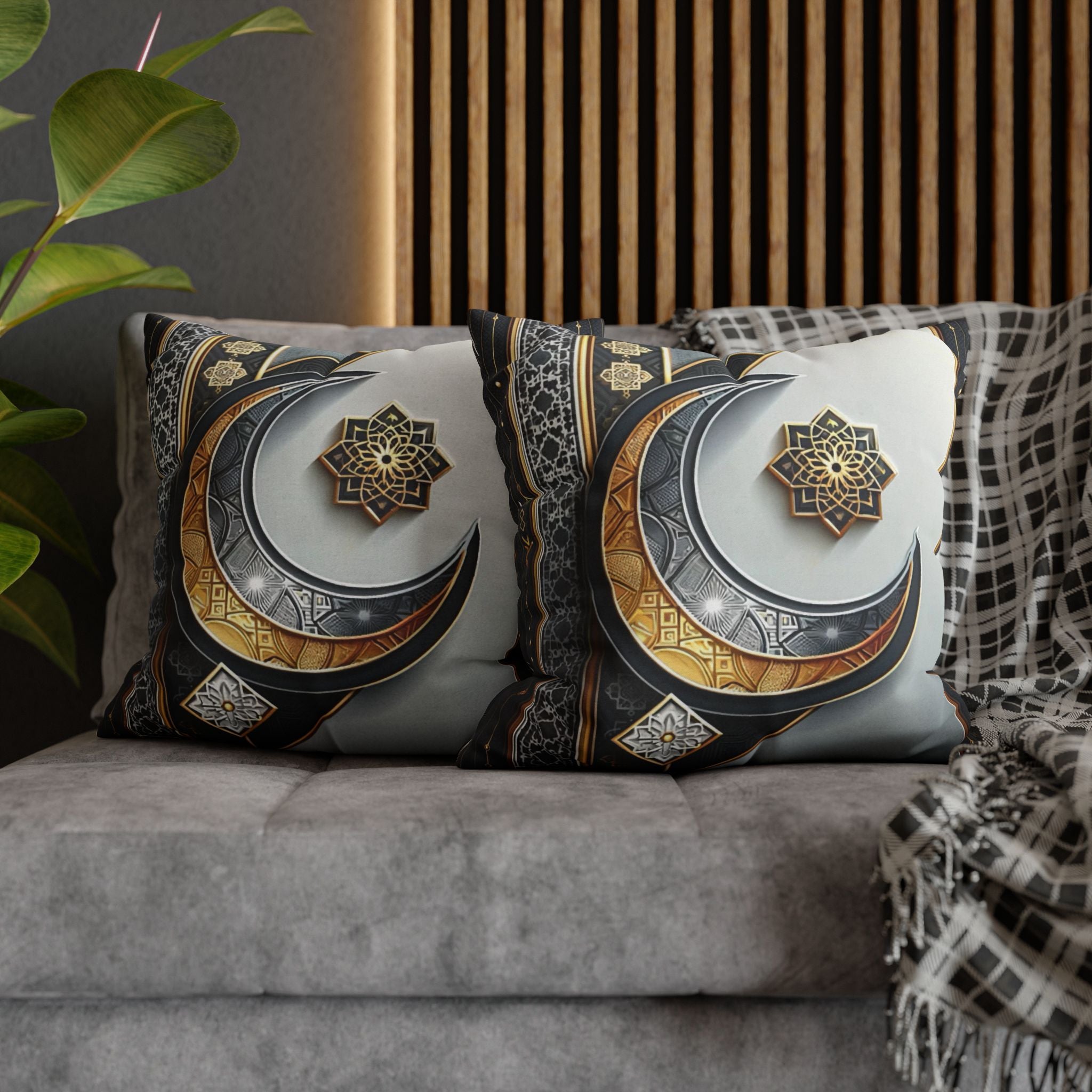 Islamic Art, moon and star  - Polyester Square Pillowcase