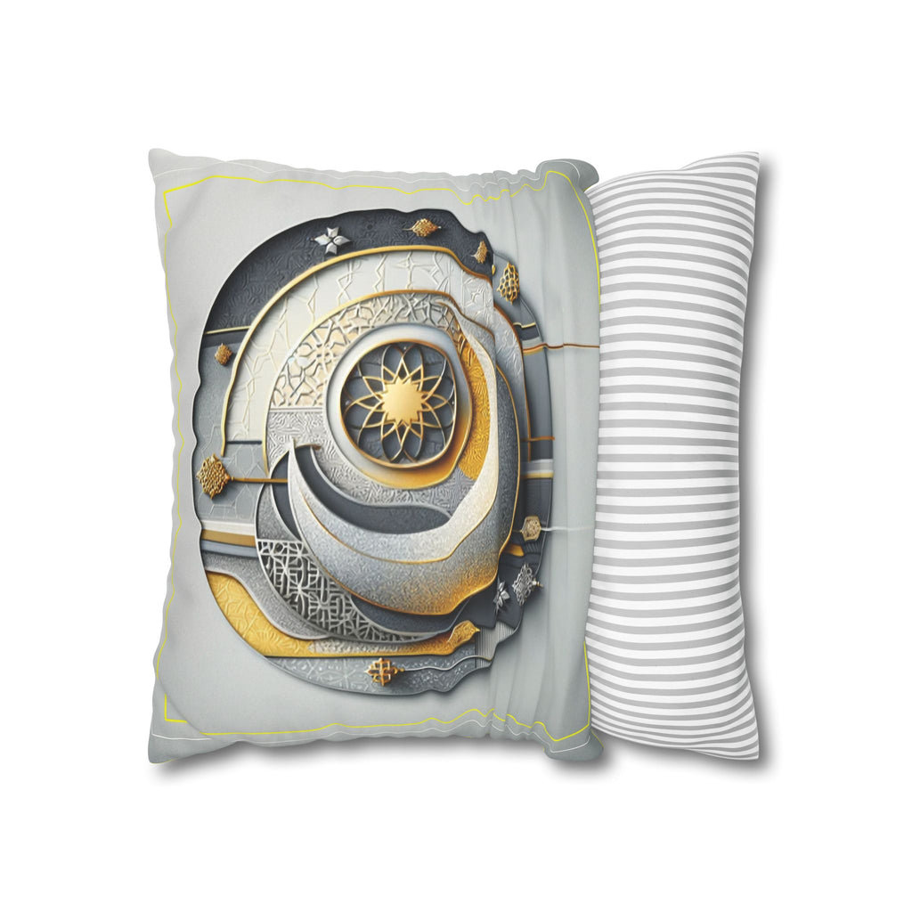 Islamic Art (gold, silver and grey) - Suede Square Pillowcase