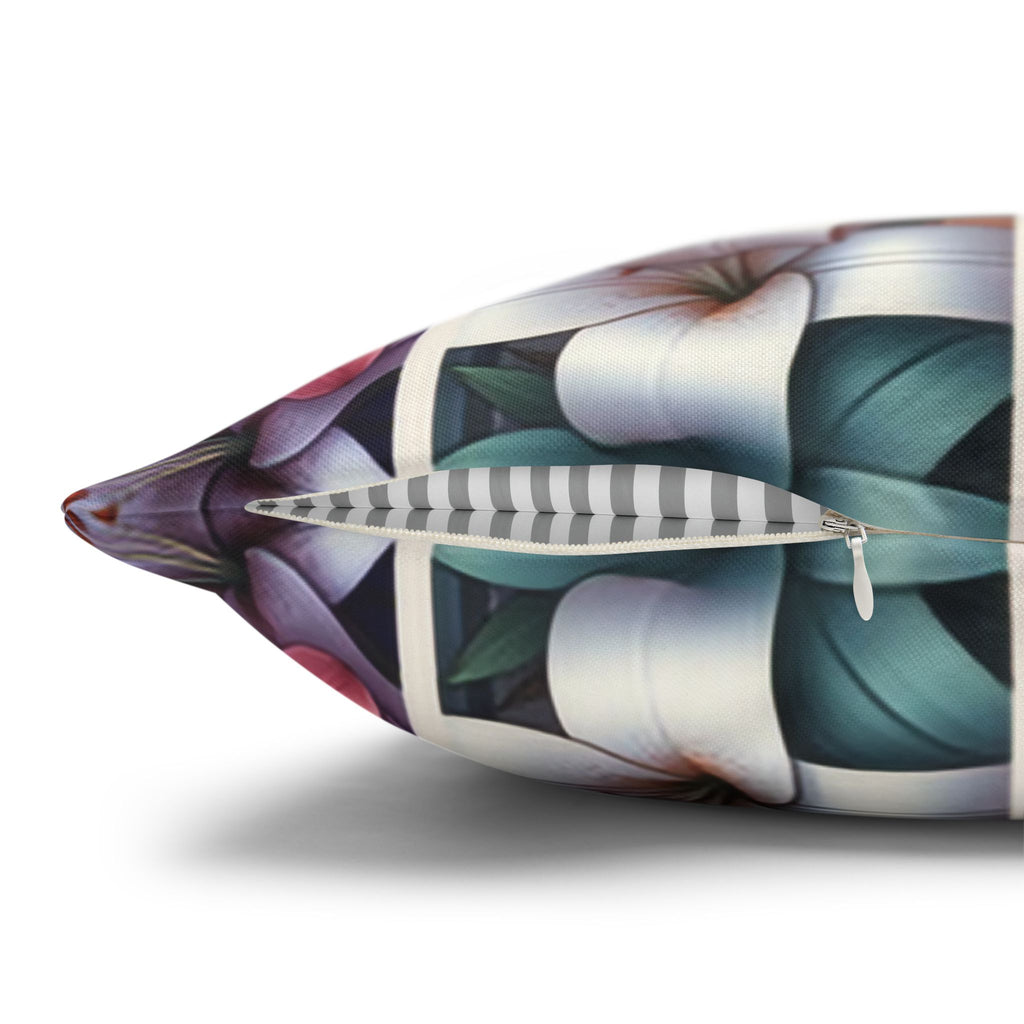 Pastel coloured Lilies in columns - Polyester Square Pillowcase