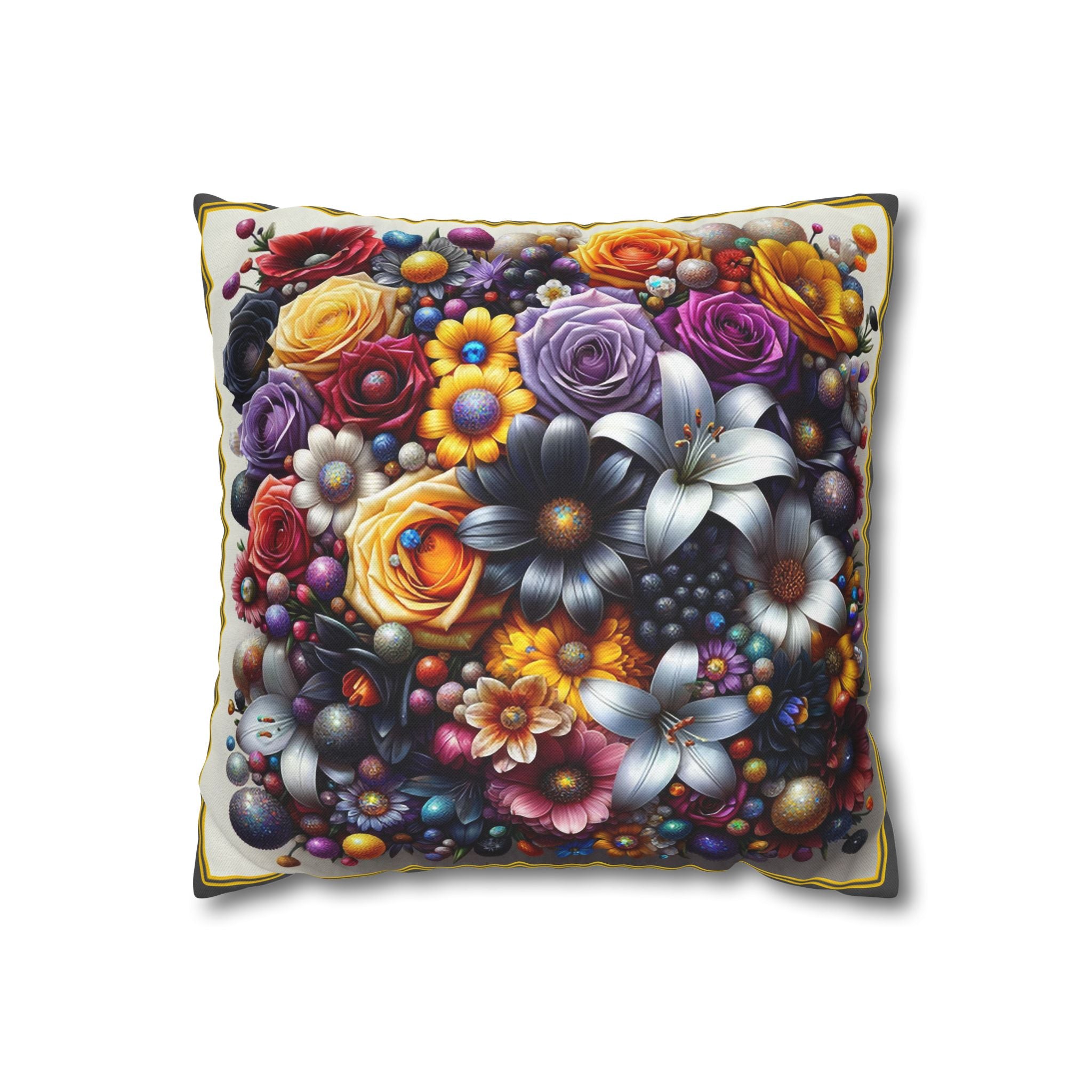 Colourful Bouquet (3) - Polyester Square Pillowcase