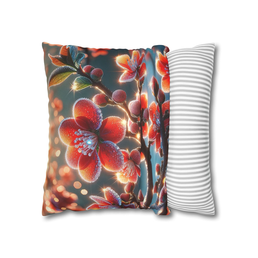 Red diamond flowers (in sun rise) - Suede Square Pillowcase