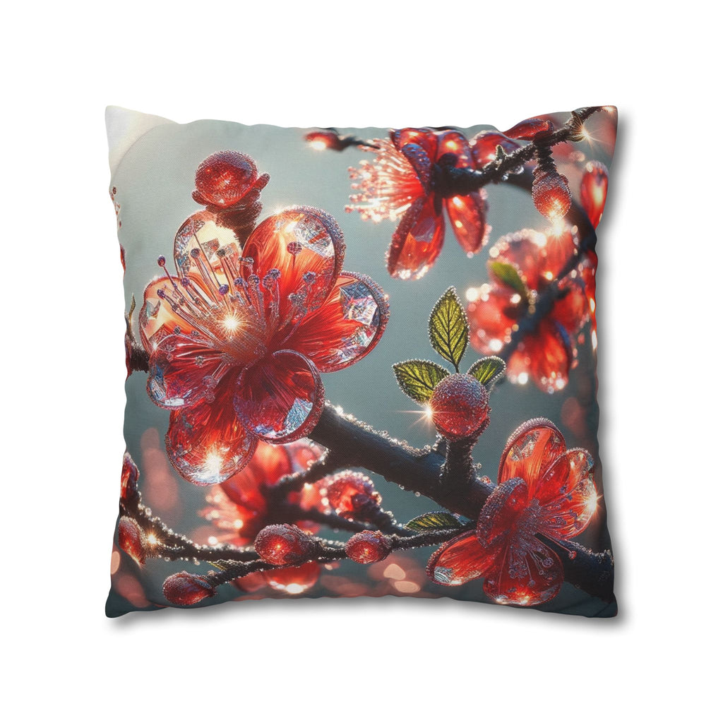 Diamond-red flowers - Polyester Square Pillowcase