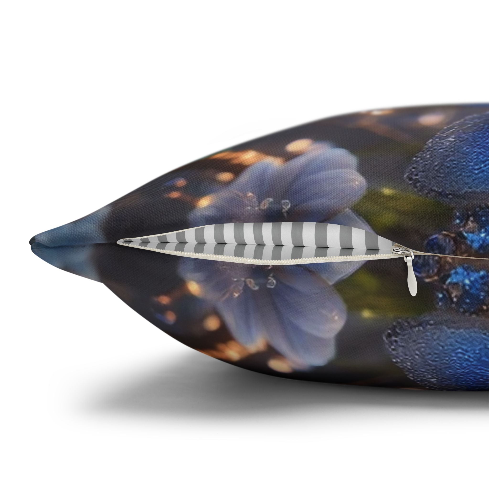 Blue, diamond flowers (4) - Polyester Square Pillowcase